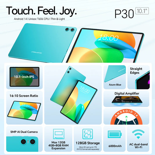 Tablette  Android 14 à petit prix – Puissante, Fluide et Élégante (10.1’’, 12 Go RAM, 128 Go ROM)