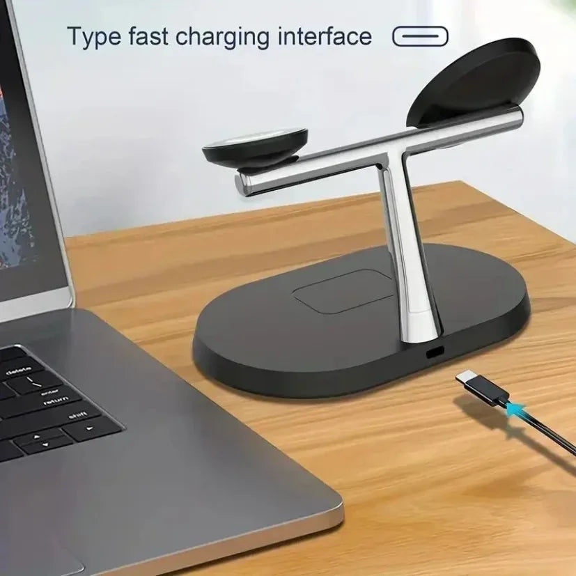 Station de charge rapide 3 en 1 magnétique sans fil pour iPhone 16 15 14 13 12 Pro iWatch 9 8 Airprods