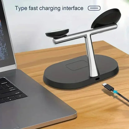 Station de charge rapide 3 en 1 magnétique sans fil pour iPhone 16 15 14 13 12 Pro iWatch 9 8 Airprods