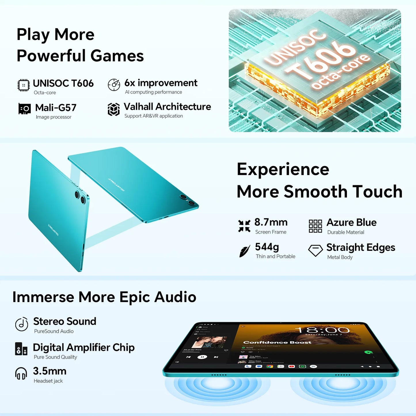 Tablette  Android 14 à petit prix – Puissante, Fluide et Élégante (10.1’’, 12 Go RAM, 128 Go ROM)