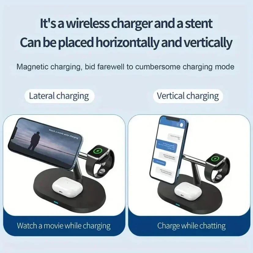 Station de charge rapide 3 en 1 magnétique sans fil pour iPhone 16 15 14 13 12 Pro iWatch 9 8 Airprods