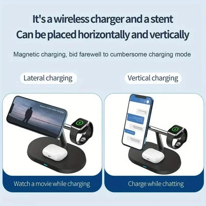 Station de charge rapide 3 en 1 magnétique sans fil pour iPhone 16 15 14 13 12 Pro iWatch 9 8 Airprods